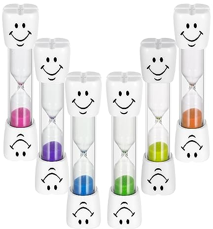 RosewineC 6 Stück Sanduhr 3 Minuten Sanduhr Zähneputzen Kinder 3 Minuten Timer Zahnputzuhr Kinder Sanduhren Set für Kinder Countdown Berechnung Zähneputzen Zuhause Kochen Büro