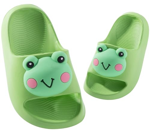 DRECAGE Ciabatte da Spiaggia e Piscina Bambine e Ragazze Pantofole da Bagno Bambini e Ragazzi Antiscivolo Scarpe da Doccia Estive Sandali Rana Verde 32 EU
