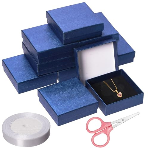 Glarks Set di 12 confezioni regalo per gioielli, 8.9 x 8.9 x 2.8 cm, confezioni regalo per anelli, orecchini, gioielli, Natale, compleanni, anniversari, San Valentino, festa della mamma e altri