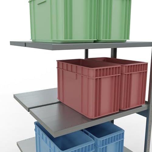 qpool24 Anbauregal, Doppelregal, Fachbodenregal Stecksysem MULTIplus250, 3000 x 1000 x (2x500) mm (HxBxT), 2x7 Fachböden, Längenriegel, verzinkt