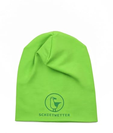 SCHIETWETTER Accessoire Kinder Mütze, Leichte Beanie, Übergangsmütze, dünne Kopfbedeckung, Logo-Print, stretch, warm, einfarbig lime green 52