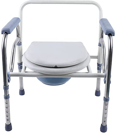 PUCMER Toilettenstuhl für Senioren mit Rollen Deckel und Armlehnen, Toilettenstuhl Klappbar Höhenverstellbar rutschfest, Toilettenhocker für Erwachsene