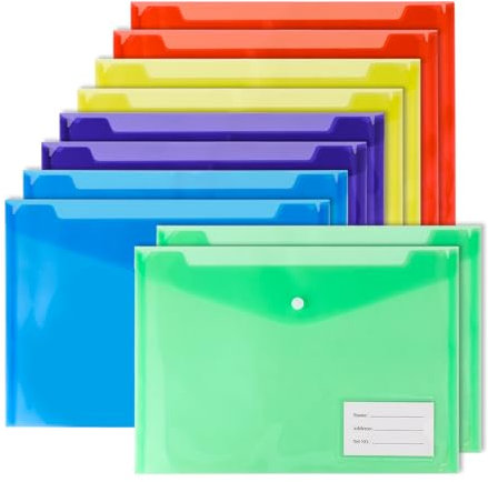 10 Stück Dokumententasche A4, Ordner mit Etikettentaschen, Effiziente Lagerung, vielfältige Einsatzmöglichkeiten, Perfekt für Schule, Büro, Zuhause und Reisen.