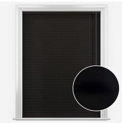 Black Aluminium Venetian Blinds 152cm Drop (25mm Slats) | Black aluminium Venetian blind with 25mm slats. 152cm drop. Lightweight, durable, and easy to clean.