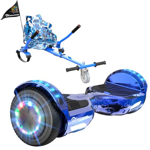 EVERCROSS Hoverboards with Seat Attachment Hoverkart, Bluetooth, LED Light | 6.5in Hover Board Go Kart for Kids Adults with Dual Motors, up to 9 MPH, 10-mile Range, 31-44.5'' adjustable hoverkart seat
