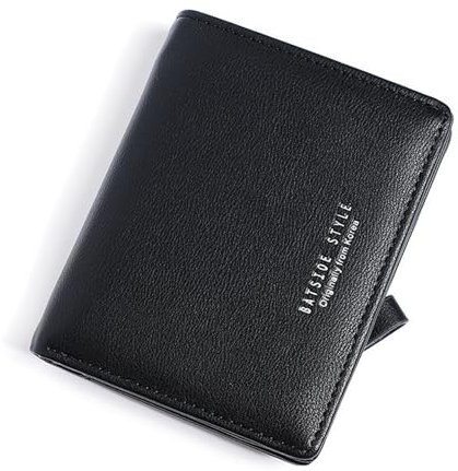 Skyearman Portefeuille Femme en Cuir Petit à Fermeture Éclair Porte Monnaie Femmes Slim Court Portefeuilles avec 7 Emplacements de Carte (Noir)