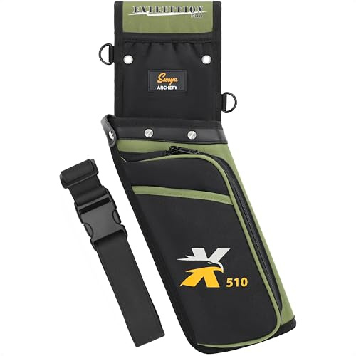 Sunya X510 Feld- & Wettkampf-Hüftköcher | Geräuschloser 3-Fach-Bogensportköcher mit robustem Aufbewahrungssystem (42x18cm) (Armee-Grün, Rechts)