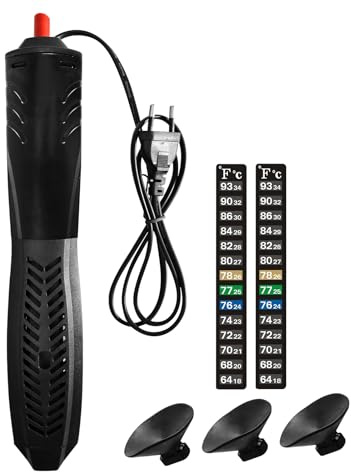 Editbar Riscaldatore per acquario, 500 W, 200 l, temperatura monosatellitare, con ventose e custodia protettiva in ABS, per acquari e serbatoi di pesce, riscaldamento PTC con termostato, controllo