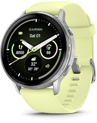 Garmin Venu 4 45mm - GPS Smartwatch, AMOLED Touchscreen, 24/7 Advanced Health & Fitness, 80+ sports apps, Flashlight, ECG app, Sleep Tracking, Fitness coach, up to 12 days battery life, Silver/Citron