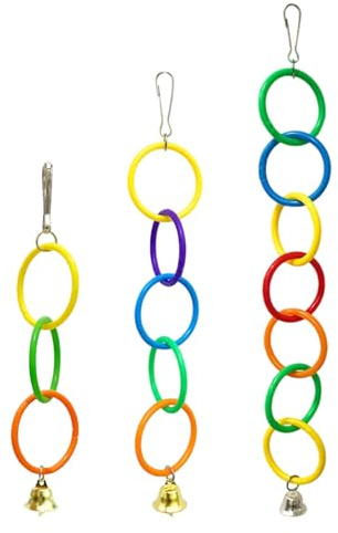 LAIOUSN Anneaux colorés à monter sur cage - Cloches pour perroquets - Prend en charge le comportement naturel de mastication et le jeu de fiançailles - Accessoires d'exercice pour petits perroquets