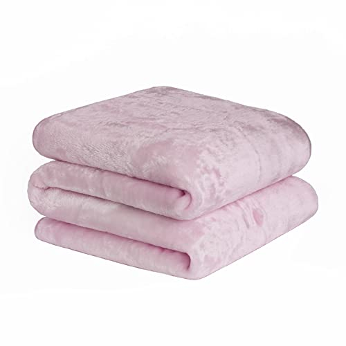 Dreamscene King Size Fleece Blanket for Bed, Luxury Fluffy Faux Fur Mink Fleece Throw Blanket Super Soft Warm Cosy Lightweight Blush Pink Throw Over Sofa, 200 x 240cm