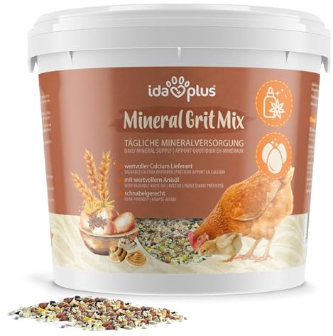 Ida Plus – Mineral Grit Mix 5 Kg – einzigartige Futterkalk Mineralstoffmischung mit Anis – wertvollen Mineralien für bessere Eierschalenqualität – enthält Muschelkalk & Calcium – für Hühner & Küken