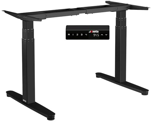 Exeta ergoSmart höhenverstellbarer Schreibtisch Gestell elektrisch 64,5-129,5cm in grau I Schreibtischgestell höhenverstellbar mit 2 Motoren I Tisch höhenverstellbar mit 3-Fach-Teleskop