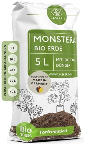 Monstera Erde 5 L - Aus 100% nachwachsenden Rohstoffen - Erde für Monstera Grünpflanzen - Grünpflanzenerde für Monstera Pflanzen