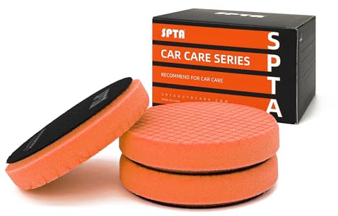 T40 Orange Medium-Cut Foam Polishing Pads, SPTA 3Pcs 6.5 Inch Face for 6 Inch 150mm Backing Plate Compound Buffing Sponge Pads for Car Buffer Polisher Compounding, Polishing and Waxing -X00224Y6O3