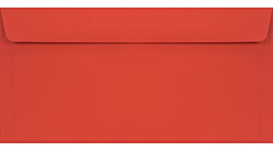 Netuno 25 DIN lang Briefumschläge Rot 110x 220 mm 90g Burano Rosso Scarlatto rote Einladungs-Umschläge lang für Weihnachten Hochzeit Geburtstag farbig Papierbriefumschläge envelopes red invitation