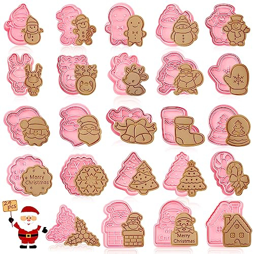 Tagliabiscotti Natale - Set 24 Pezzi Stampi 3D con Pressino