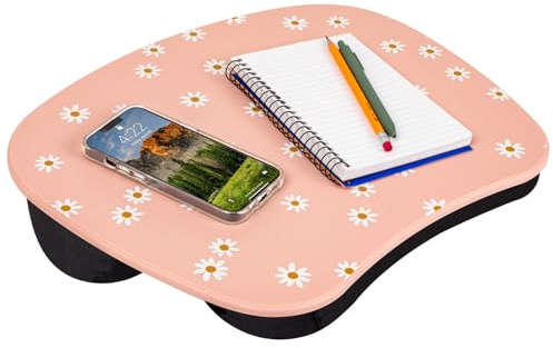 LAPGEAR MyStyle Portable Lap Desk with Cushion - Pink Daisy - Fits up to 15.6 Inch Laptops - Style No. 45336