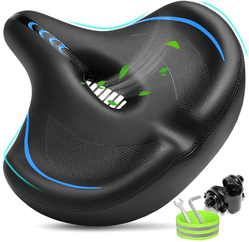 CDYWD Oversized Bike Seat for Men & Women Comfort, Extra Wide Bicycle Seat Cushion, Comfortable Soft Padded, Large Replacement Saddle for Peloton, Stationary Exercise Bike, Cruiser, City Bike, Ebike