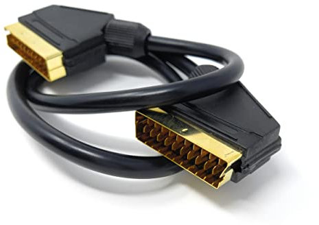 DRUT 75cm short Scart to Scart Cable Lead, 21 Pin Male to Male (Plug to Plug) RGB Cord for TV, VCR, DVD Player Gold Plated 2.5ft