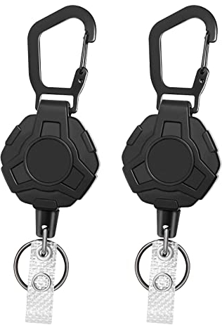 Asiv 2 Stück Schlüsselanhänger Ausziehbar, Einziehbarer Schlüsselband Karabiner, Heavy Duty Retractable Schlüsselrolle Mit 30-Zoll-Stahlschnur, 8 oz Zugfestigkeit