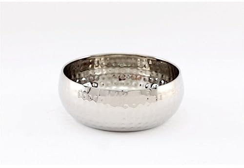 Geko Small Round Silver Hammered Bowl 16cm