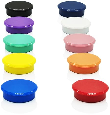 PYJLBX Fridge Magnets 10 Pack, Strong Small Round Magnets for Whiteboard, Notice Board & Crafts, Colourful Cute Mini Magnetic Pins, Heavy Duty Multi-Colour Magnets for Office Home Classroom,10 Colours