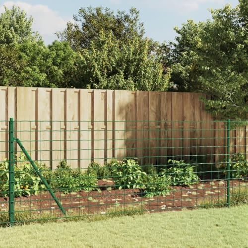 BaraSh Maschendrahtzaun mit Bodenflansch Gitterzaun Gartenzaun Metall Zaunelemente Maschendrahtzaun Pfosten Grün 1x10 m