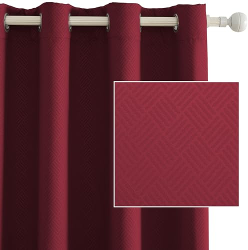 Ystyle Tende Oscuranti per Interni 2 Pezzi, 140x280 CM, Termiche Isolanti, Anti-Rumore, con Anelli, Tenda Moderna Per Camera da Letto e Soggiorno, Bordeaux