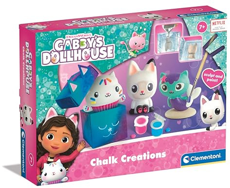 Clementoni Creative Set - Gabby's Dollhouse - Handmade Creations - Chalks to Paint, Creative Toys, Painting Set, Art And Crafts For Kids 6 Years, Made In Italy, 18798