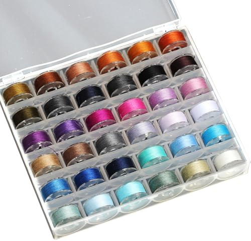 36Pcs Sewing Machine Bobbin Threads with Storage Case, Assorted Colors, Compatible with Most Sewing Machines, Perfect for Hand Stitching, Beading Strings