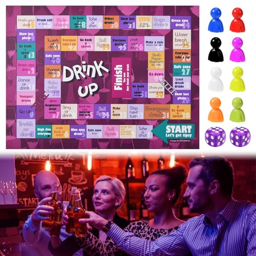 Jeu de société - Jeu de fête - Jeu à boire - Jeu de dés - Grand jeu de table - Cadeau de fête - Jeu de table pour Noël, anniversaires