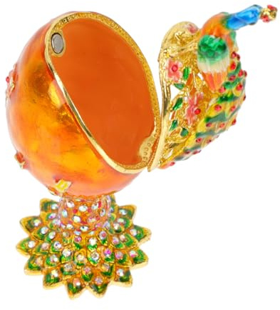 DEARMAMY Joyero Forma de Huevo Europeo Organizador de Joyas de Aleación para Pendientes Anillos Collares y Pulseras Caja de Obsequio Decorativa para Cumpleaños y Día de San Valentín