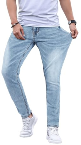 GINGTTO Hommes Jeans Slim Fit Pantalon en Jean Stretch pour Hommes avec élasticité