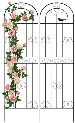 Bamworld Cloture Jardin Exterieur en Metal Anti-Rouille, Treillis et Tuteur Plante Grimpante pour Rosiers Clematites Concombres, Decoratif Pelouse Cour, 180 x 50 cm, Lot de 2
