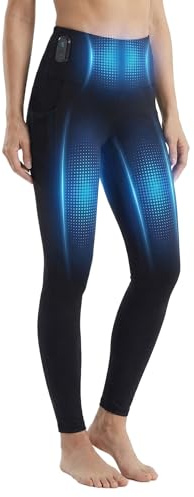 ESMART EMS Workout Leggings for Women, Muscle Stimulator Training Pants for Abs & Thigh Workout, Fitness Training Leggings(US, Alpha, X-Large, Regular, Regular) Black