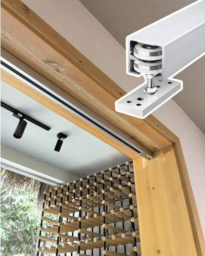 Sliding Door Kit Bifold Sliding Barn Door Hardware Track Kit, Folding Wardrobe Tracks System Gear Kit for Cabinet, Patio Screen Door Guide for 2 or 4 Door(4-Door,1250mm/49 inch)