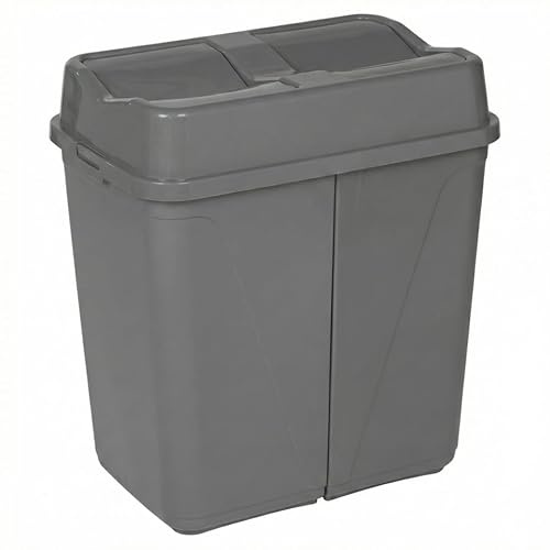 URBNLIVING Duo Kitchen Bin Double Waste Separation Recycling Garbage Can 2 Compartments With Base Connectors (Grey, 100 L)