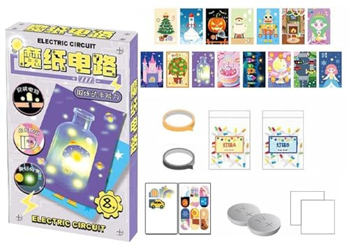 Kits Scientifiques pour – Ensemble d'apprentissage De Circuits Lumineux | Jouet D'expérimentation De Carte De Vœux DIY, Activité Éducative Pratique pour Les Étudiants Garçons, Projet De