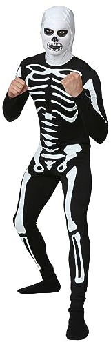 Fun Costumes Authentic Plus Size Karate Kid Skeleton Suit | Adult Halloween Costume | Jumpsuit With Hood - 2X - Black