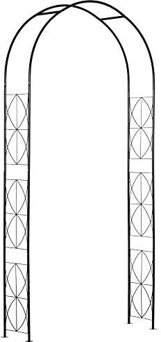 Outsunny Vintage Style Steel Garden Patio Outdoor Arbor & Trellis Arch Support For Vines & Climbing Plants Decoration - Black 2.3H m