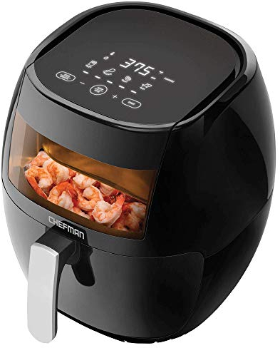 Chefman TurboFry Touch XL 7.7-litre Air Fryer with Viewing Window & Advanced Digital Display, Fry with Less Oil for Healthy Food,Adjustable Temperature Control,Cooking Presets & Dishwasher-safe Basket