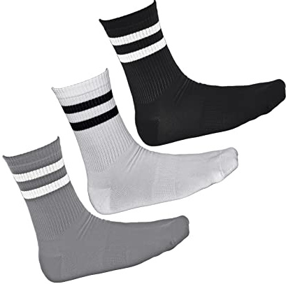 VITSOCKS 85% Bambu Vadderade Sportstrumpor Herr, Retro Tubsocka (3 PAR) Mjuk Mysig Andas, 1x svart 1x vit 1x grå, 43-46