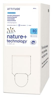 ATTITUDE Liquid Laundry Detergent Refill, EWG Verified, HE Compatible, Plant-Based & Vegan, Natural Laundry Soap, Wildflowers Scent, 80 Loads, 2 Litres