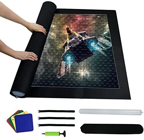 Coriver Puzzlematte 3000 Teile, Puzzle Roll Storage Mat Puzzleunterlage mit 4 Sortiertabletts, 3000 Teilen Jigsaw Mat, Puzzle Rolle Matte für Erwachsene und Kinder