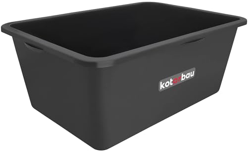 KOTARBAU® Cubo rectangular para mortero, 80 L, Negro, Plástico resistente, Depósito, Barreño, Tanque, Contenedor de agua para riego, Cubo de construcción para mezclar cemento, Recipiente universal