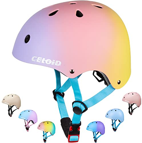 Color Gradient Adjustable Helmet for Toddler Kids Youth Boys Girls.Skateboard Bike Helmet for Multi-Sports Bicycle Scooter Inline Roller Skate Rollerblading Cycling