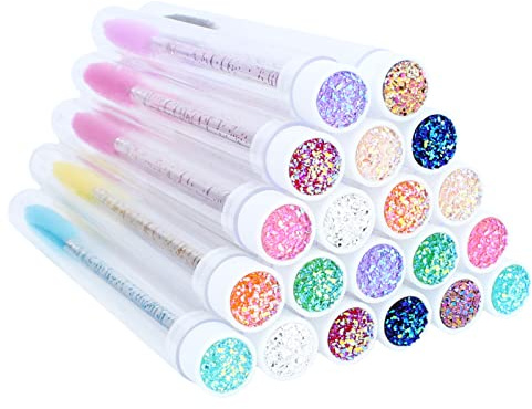 20 Sets Mascara Wand Tube Set Diamond Mascara Brushes Eyelash Spoolies Brush Makeup Tool Applicator Eyelash Brush Tubes Makeup Brush (Diamond-MlX)
