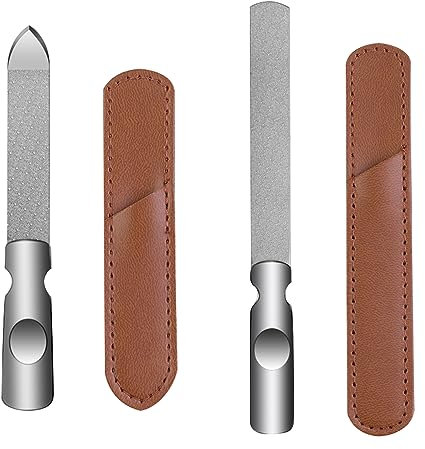 RTRTGS 2 Piezas Limpiadores de uñas profesionales de acero inoxidable de doble cara para mujeres y hombres,Limas de Uñas,Lima de Uñas de Acero Inoxidable,Profesional para Manicura y Pedicura