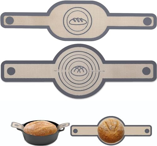 Tappetino da forno in silicone con manico lungo per forno olandese per la cottura del pane, antiaderente, più sicuro e facile da trasferire per impasto, rivestimento riutilizzabile in silicone per